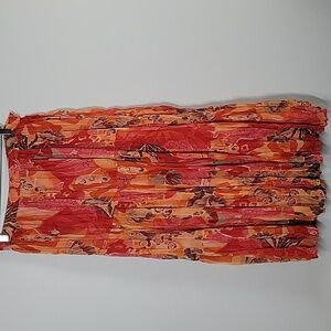 Krazy Kat crink maxi full tiered skirt orange floral XXL